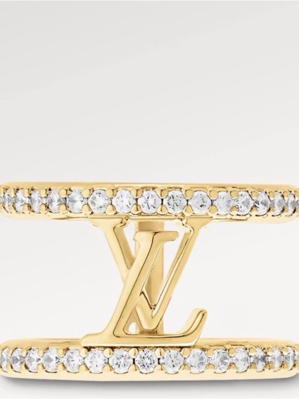 Louis Vuitton Gold Double-Band Ring with Pavรฉ Crystals